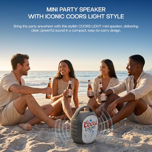 Gabba Goods Coors Lite Bluetooth Speaker, Portable Wireless Sound System, Dual 5W Drivers, Bluetooth 5.3, 50mm High-Fidelity Audio, AUX, USB, MicroSD, FM Radio, Built-in Mic & USB-C (Gray, Curved) - color: Gray