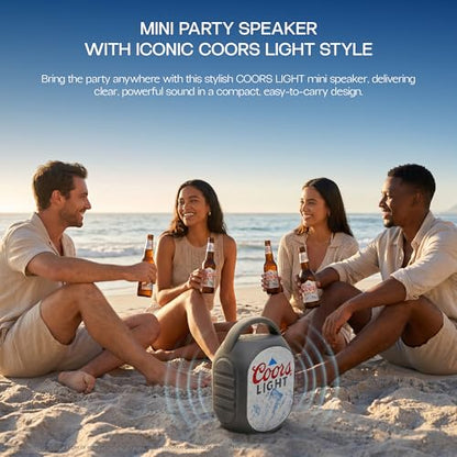 Gabba Goods Coors Lite Bluetooth Speaker, Portable Wireless Sound System, Dual 5W Drivers, Bluetooth 5.3, 50mm High-Fidelity Audio, AUX, USB, MicroSD, FM Radio, Built-in Mic & USB-C (Gray, Curved) - color: Gray