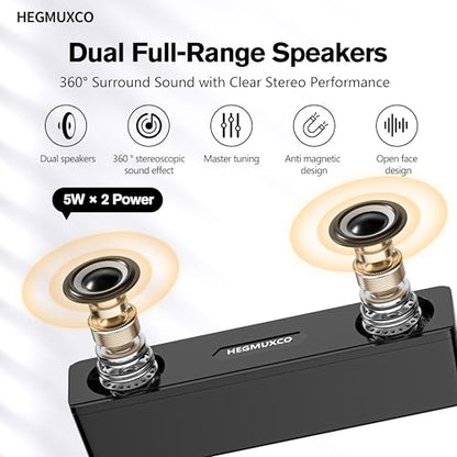 10W Wired Stereo Speaker Compact PC Speakers for Desktop -, USB Powered, 3.5mm Audio Input, Laptop Expertly Tuned Computer Soundbar