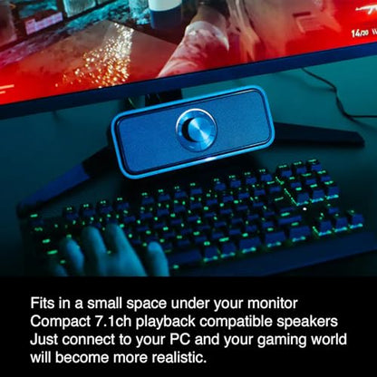 PIONEER Desktop Gaming Speaker 5.1/7.1ch Surround PC PS5 Switch TQ-FG3000 | Sound TECTOR, LED sound sensing meter, compact fit under monitor, HDMI USB Bluetooth, ideal for FPS gaming and movies - style: COMPACT FRONT SPEAKER