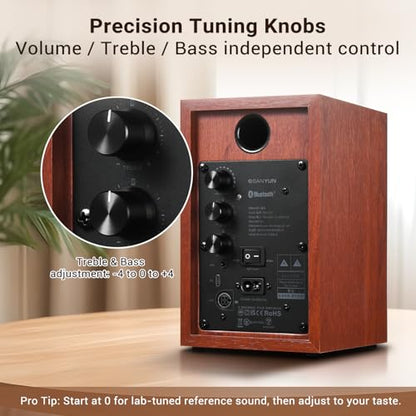 Sanyun SW203 3" 2.0 Computer Speakers, Expanded Stereo Field, Triple-DSP | Built-in 24bit DAC, USB-C/Bluetooth 5.4/AUX, 60W Carbon Fiber Woofer & Silk Dome Tweeter, for Desktop PC Gaming (Pair, Red) - color: Red