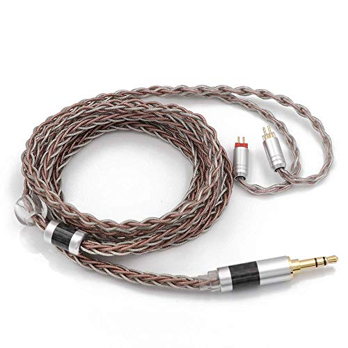 Linsoul TRIPOWIN C8 8-Core Silver Copper Foil Braided Earphone Upgrade Cable, in Ear Monitor Cable, Tinsel Silver Copper Wire, with 3.5mm Audio Jack for Musicial Audiophile(Without Mic, 2pin 0.78mm) - style: Without Mic 2pin