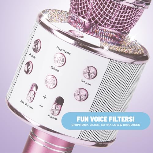 Claire's Bluetooth Karaoke Microphone for Kids, Wireless Mic with Voice Effects, Echo, USB-C Charging, Volume Controls & TF Card Slot, Portable & Durable Toy for Singing, Parties & Gifts, Ages 6+