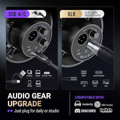 FIFINE K688+H8 Dynamic Podcast Mic Bundle with Studio Monitor Headphones | Dynamic XLR/USB mic,headphone jack,volume control,studio monitor over‑ear headphones,vocal recording,voice‑over,podcast bundl