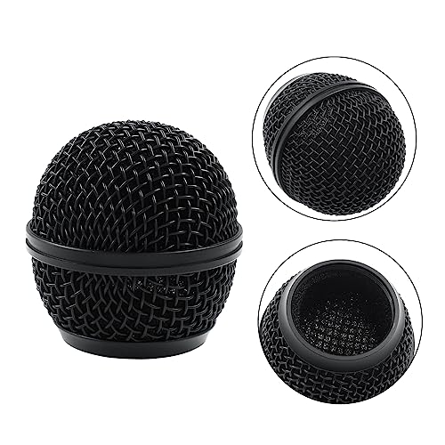 2 PCS Microphone Ball Head Mesh Grill, Black | Microphone Head Replace, Compatible with SM58, SM58LC, SV100, RK143G, Wireless Vocal Mic Head Cover - color: Black