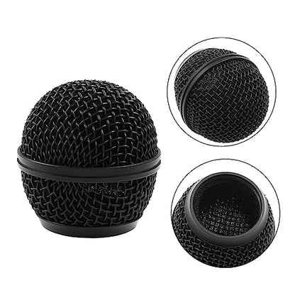 2 PCS Microphone Ball Head Mesh Grill, Black | Microphone Head Replace, Compatible with SM58, SM58LC, SV100, RK143G, Wireless Vocal Mic Head Cover - color: Black