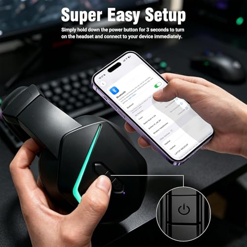 Joso One Ear Headset with Mic, Wireless Single Ear Headset for PC/iPad/Mac/Tablet/Phone/NS Switch with RGB - Chat Headphones for Truck Driver, Call Center, Office, Coach, Gaming - size: Wireless