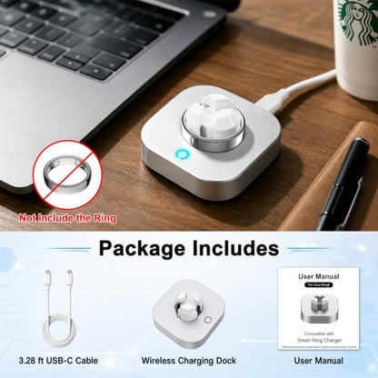 Fast Charger Compatible with Ou-ra Ring Gen 5, Size 6-12 | Replacement Charging Dock for Size 6/7/8/9/10/11/12, Portable Travel Charger with USB-C Cable (Not for Ring Gen 3/4)