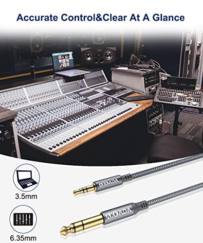 1/8 to 1/4 Stereo Cable AkoaDa 3.5mm to 6.35mm Stereo Audio Cable 6.6ft 6.35mm 1/4" Male to 3.5mm 1/8" Male TRS Bidirectional Stereo Audio Cord Jack for Guitar,Laptop, Home Theater Devices, Amplifiers - size: 6.6FT