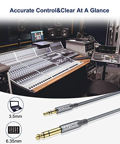 1/8 to 1/4 Stereo Cable AkoaDa 3.5mm to 6.35mm Stereo Audio Cable 6.6ft 6.35mm 1/4" Male to 3.5mm 1/8" Male TRS Bidirectional Stereo Audio Cord Jack for Guitar,Laptop, Home Theater Devices, Amplifiers - size: 6.6FT