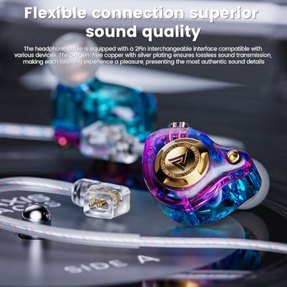 Qkz Ak6 Lucky in Ear Monitor, HiFi Wired Earbuds, Tunable Sound Wired Headphones Gaming Earbuds with 3-Level Adjusting Switch, Detachable Cable for Music Gaming Video Calling (Purple) - color: Purple