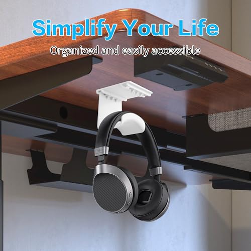 YAODHAOD Headset Hanger Holder Wall Mount, Sticky Headset Stand Holder Clip Under Desk for All Headphone/Controller (White,Removable Hanging Style) - color: White, size: Removable Hanging Style