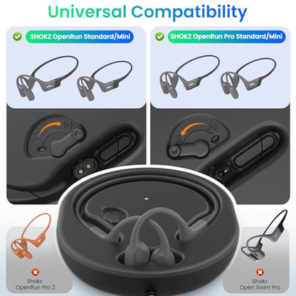 Charging Case Compatible with Shokz Headphones, FEFAIA 3 in 1 Wireless Fast Charging Station Built in 2000mAh, Magnetic Charger Stand Dock Cord Charging Cable for Aftershokz Aeropex AS800/S803
