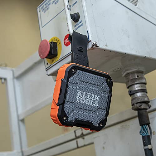KLEIN TOOLS AEPJS2 Bluetooth Speaker with Magnetic Strip and Hook, Rechargeable, Wireless and Aux Capable, Hands Free Capable, 10 Hr Run Time, IP54 Dust and Water Resistant