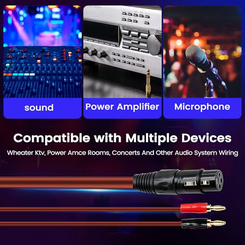 Banana Plug to XLR Speaker Cable Banana Plug to XLR Female Plug Extended Speaker Cable for Power Amplifiers,Speakers,etc(4.92 FT) (1.5M) - size: 1.5M