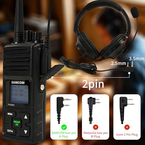 SAMCOM 2 Pin Earpiece for FPCN30A FPCN10A Radios (Overhead Headphone) - size: Overhead Headphone