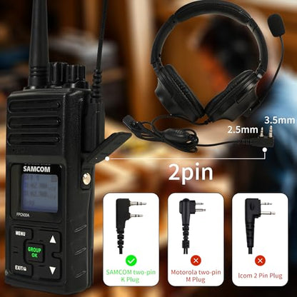 SAMCOM 2 Pin Earpiece for FPCN30A FPCN10A Radios (Overhead Headphone) - size: Overhead Headphone