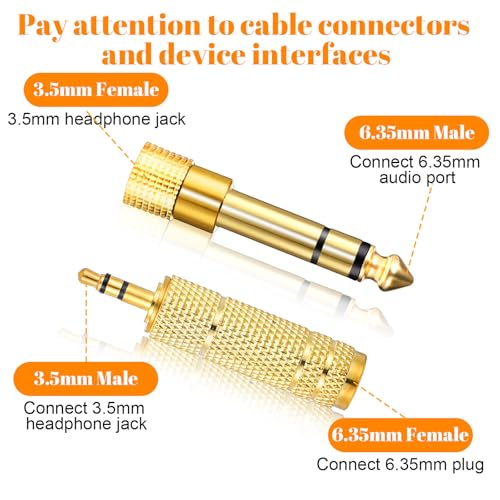 1/4 to 1/8 Audio Adapter, 3.5mm (1/8 inch) Male to 6.35mm (1/4 inch) Female | 8 Pcs, and 6.35mm (1/4) to 3.5mm (1/8), Stereo Audio Jack Converters, for Studio, Guitar, Microphone, Speaker, Hi-Fi Systems