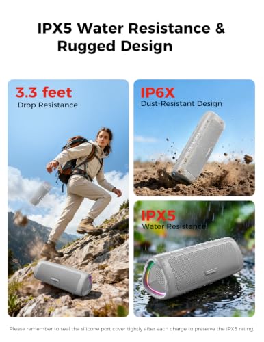 Bluetooth Speaker, 20W HD Sound, Portable Wireless, IPX5 Waterproof, Up to 24H Playtime, TWS Pairing, for Home/Party/Outdoor/Camping/Beach Essentials, Electronic Gadgets, Birthday Gift (Grey) - color: Grey