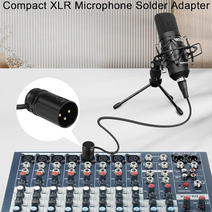 QIANRENON Compact XLR Microphone Solder Adapter - Gold Plated 3Pin Male Connector, Adjustable 90 Right Angle Audio Plug for DIY Thin Cable Corner Connection, Includes Spanner - style: Male