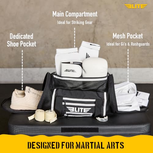 Elite Sports Boxing Gym Duffle Bag for MMA, BJJ, Jiu Jitsu gear,Duffel Athletic Gym Boxing Bag - color: Black