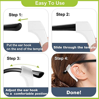 20 Pairs Anti-Slip Eyeglass Ear Grips Hook, Comfortable Silicone Elastic Eyeglasses Temple Tips Sleeve Retainer, Prevent Eyewear Sunglasses Spectacles Glasses Slipping (Clear) - color: Clear