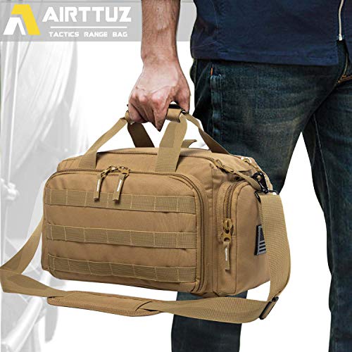 Range Bag | Gun Range Duffle Bag for Handguns and Ammo,USA Flag Patch Included. - color: Khaki
