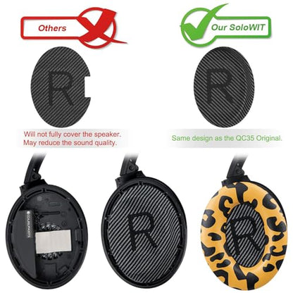 Replacement Earpads Cushions for Bose QuietComfort 35 (QC35) & Quiet Comfort 35 II (QC35 ii) Headphones, Ear Pads with Softer Leather, Noise Isolation Foam, Added Thickness (Tiger Stripes) - color: Tiger Stripes