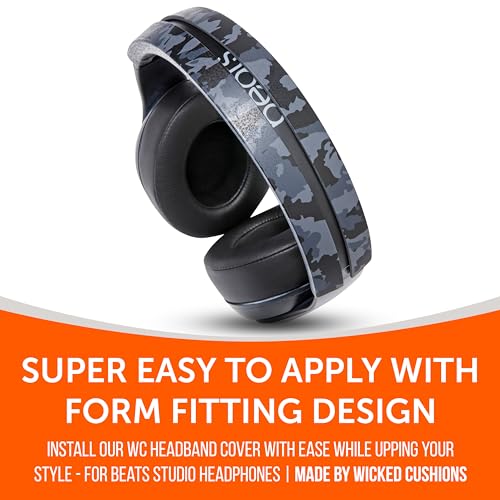 WC BandZ Studio & Studio Pro - Silicone Headband Cover for Beats Studio | Made by Wicked Cushions | Does Not Fit Beats Solo | Enhanced Comfort & Sweat Protection | Black Camo - color: Black Camo