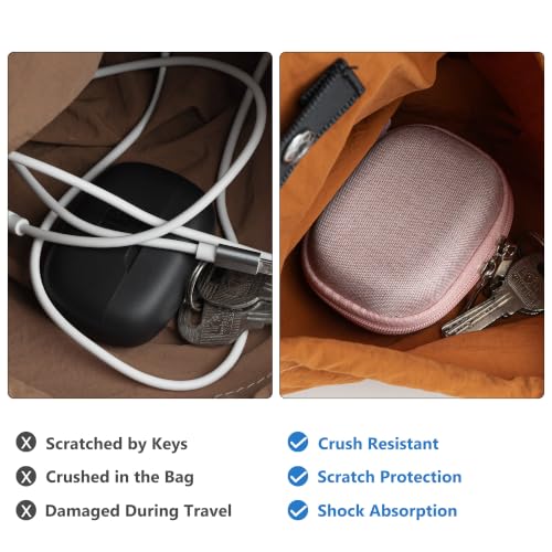 Geekria Shield Earbuds Case Compatible with JBL Vibe Buds 2, Tune Beam, Vibe Beam 2, Tune Buds 2 True Wireless Earbuds, Replacement Hard Shell Travel Carrying Bag with Cable Storage (Pink)