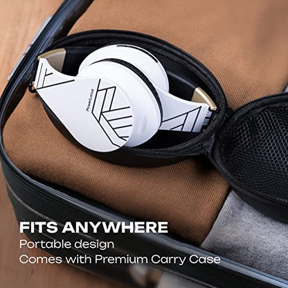 PowerLocus Bluetooth Over-Ear Headphones, Wireless Stereo Foldable Headphones Wireless and Wired Headsets with Built-in Mic, Micro SD/TF, FM for iPhone/Samsung/iPad/PC (Black/White) - color: Black/White