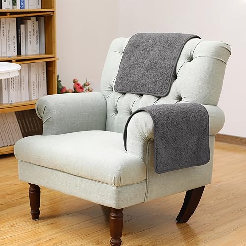 Frienda 2 Pieces Recliner Headrest Covers Sofa Headrest Protector for Recliner Chair Couch Furniture Non Slip for Living Room(Dark Gray) - color: Dark Gray