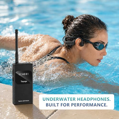 Swimming Headphones, Bone Conduction Open Ear Headset,Stream with Your Swim | IPX8 Waterproof, Bluetooth 5.4, FM Radio, No Need to Download Music, Support Spotify, Waterproof Mic, Open-Ear Design - color: Black