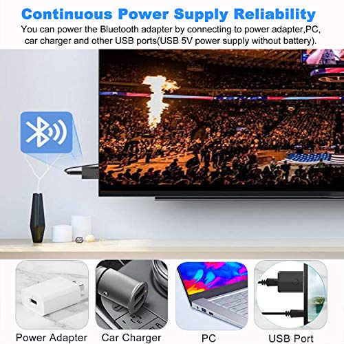 Isobel USB Bluetooth 5.0 Transmitter Receiver, 4-in-1 Mini Wireless Audio Adapter, 3.5mm Bluetooth AUX Adapter for TV PC Headphones Speakers Car/Home Stereo System, USB Power Supply - size: Small