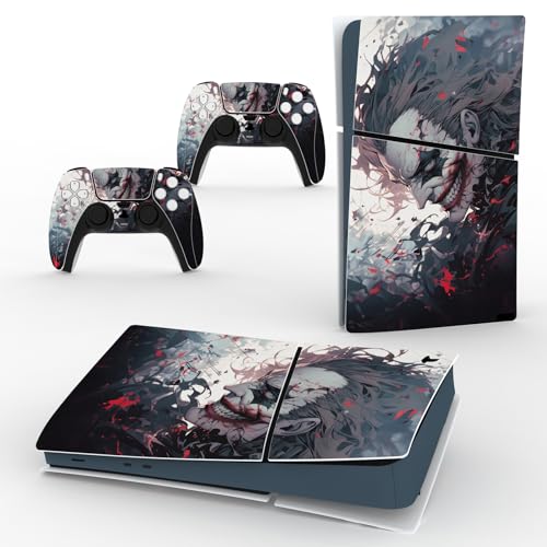 PlayVital Full Set Skin Sticker for ps5 Slim Console Digital Edition (The New Smaller Design), Vinyl Skin Decal Cover for ps5 Controller & Headset & Charging Station & Media Remote - Killing Clown - color: Killing Clown
