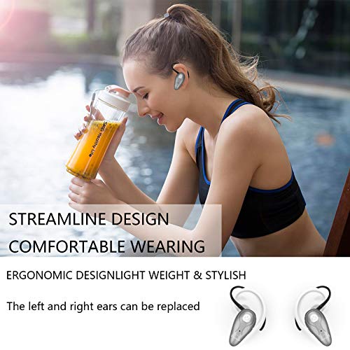 Kendir Bluetooth Headset, V5.0 Ultralight Wireless Headphone Cell Phone Earpiece with Mic Headsetcase, Volume Control, Handsfree Earbud for iPhone, Android,Samsung Smartphone - color: Silver