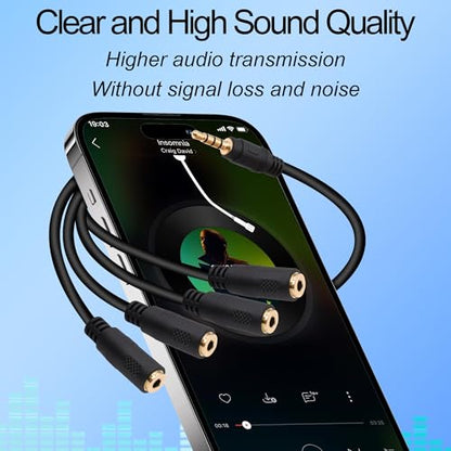 3.5mm Headphone Splitter 1 to 4 Audio Y Cable Adapter -30cm