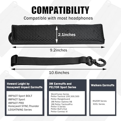 Universal Tactical Headphone Cover Advanced Modular Headset Headband Pad Protection Cushion Wrap Cloth Strip Compatible for HOWARD PELTOR MSA COM-TAC II 3M OPSMEN Military Shooting Earmuffs (Black)