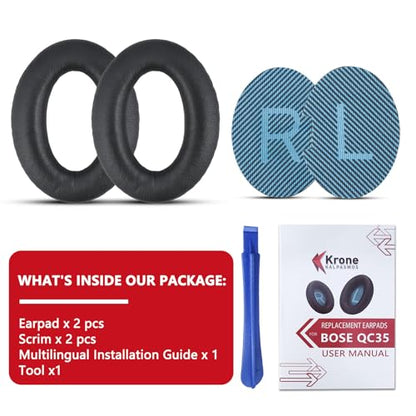 Professional Replacement Bose Headphone Covers, Bose Replacement Headphone Pads for QuietComfort 35 ii/QC35/QC25/QC2/QC15/Ae2/Ae2i/Ae2w/SoundTrue & SoundLink, by Krone Kalpasmos – Blue | for QuietComfort QC35/QC25/QC2/QC15/Ae2/Ae2i/Ae2w /SoundTrue/SoundLi