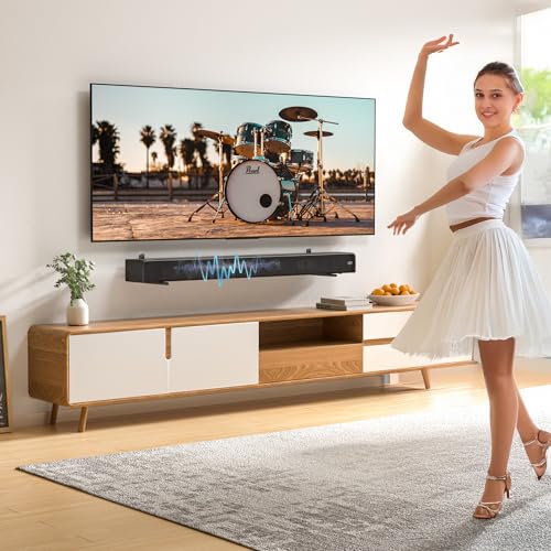 songsoso Soundbar Mounts Under TV for Bose, Sony, Saiyin, VIZIO, LG, Samsung, Roku - Dolby Atmos Compatible Soundbar Wall Mount Bracket, Sound Bar Shelf, Soundbar Stand Under TV Up to 20LB