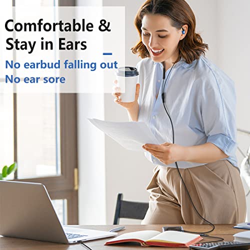 6.5Ft Long Cord Wired USB Earbuds Headphones with Microphone for PC Laptop | Clear Sound, Over Ear Hook, Case, Control, Mute Function, for Computer Desktop MacBook Chromebook PS4 PS5, Work Calls Gaming