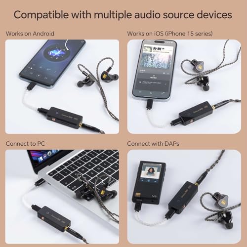 TempoTec Sonata BHD Portable USB C dongle DAC&,3 Gain Levels, 4.4mm&3.5mm,DSD256 PCM32Bit/384kHz