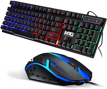 MTG RGB Backlit Mechanical Wired Gaming Keyboard and Mouse Combo | Full Anti-Ghosting, WiFi BT, PC & Laptop Compatible, Complete Accessory Bundle for Desktop & Gaming Setup - color: Basic Gaming