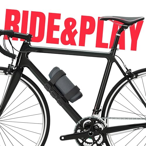 Portable Speaker Mount for Bike - Heavy-Duty Waterproof Hook and Loop Fastener Strap Holder Fitting Railing, Roll Bar & Frame of Bicycle, Golf Cart, Scooter, UTV, ATV, Motorcycle, Stroller - color: Black Grained Basic