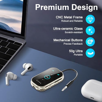 Ultra Xmagpot Bluetooth 5.4 Transmitter Receiver - CNC Aluminum & Ceramic Glass | Dual Link for 2 AirPods/Headphones | aptX Adaptive/HD Audio | Wireless Transmitter for Airplane/TV/Car/Gym