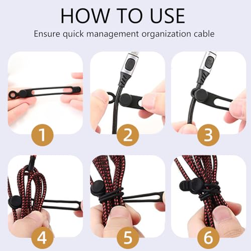 Data Cable Organizer, 2026 NEW Elastic Silicone Cable Ties, Reusable Cable Ties Wire Management Organizer, Multi-Purpose Cord Organizers for Bundling and Fastening Earphone, Phone Charger (18)