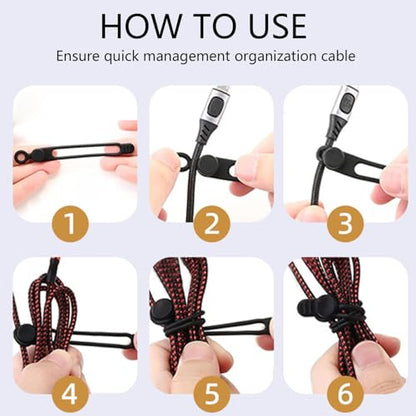 Data Cable Organizer, 2026 NEW Elastic Silicone Cable Ties, Reusable Cable Ties Wire Management Organizer, Multi-Purpose Cord Organizers for Bundling and Fastening Earphone, Phone Charger (18)