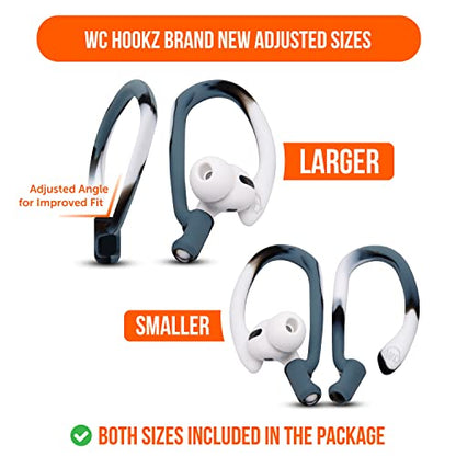 WC HookZ - Patented Upgraded Over Ear Hooks for AirPods Pro 1, 2 & AirPods 1, 2 & 3- Two Size Pairs Included in Package, Unique Left & Right Hook, Made by Wicked Cushions | Mixed Marble - color: Marble