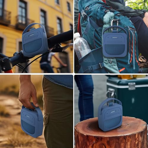 for Bose New SoundLink Micro 2nd Gen Portable Speaker Silicone Case, Blue | 1:1 Molded Fit, Shock Absorption, Metal Carabiner, Flexible Carry Handle, Anti-Slip Texture, Elastic Recovery - color: Blue Case