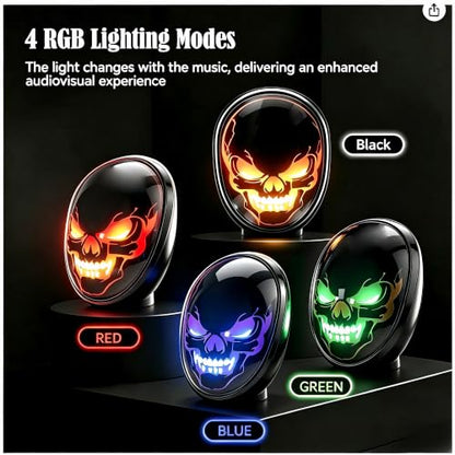 Halloween Ghost Bluetooth Speaker, Spooky Funny Skull Mini Speaker Wireless (Dark Black) - color: Dark Black
